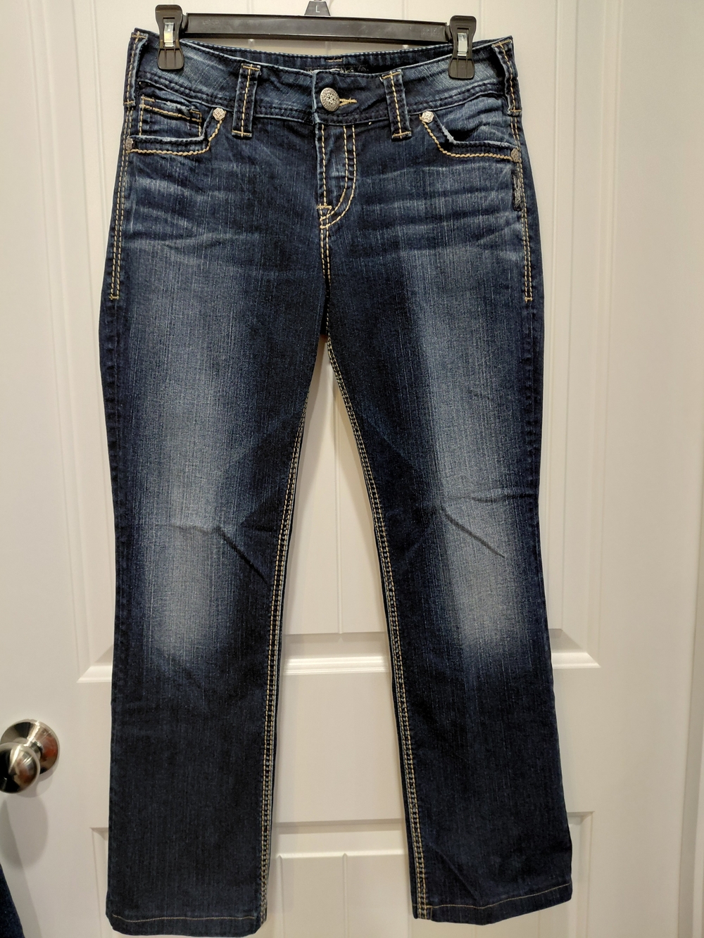 Silver Jeans Indigo Bootcut Jeans with Contrast Stitching